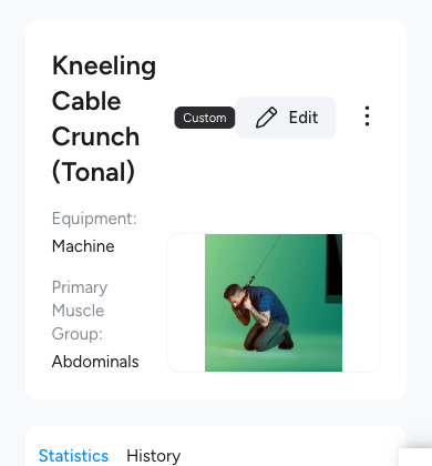 Kneeling Cable Crunch (Tonal) in Hevy