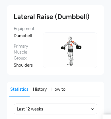 Lateral Raise (Dumbbell) in Hevy