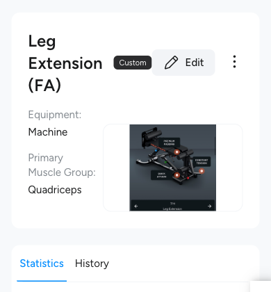 Leg Extension (FA) in Hevy