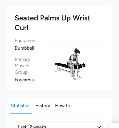 Seated Palms Up Wrist Curl in Hevy