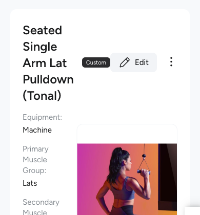 Seated Single Arm Lat Pulldown (Tonal) in Hevy