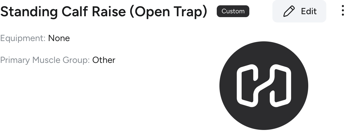 Standing Calf Raise (Open Trap) in Hevy
